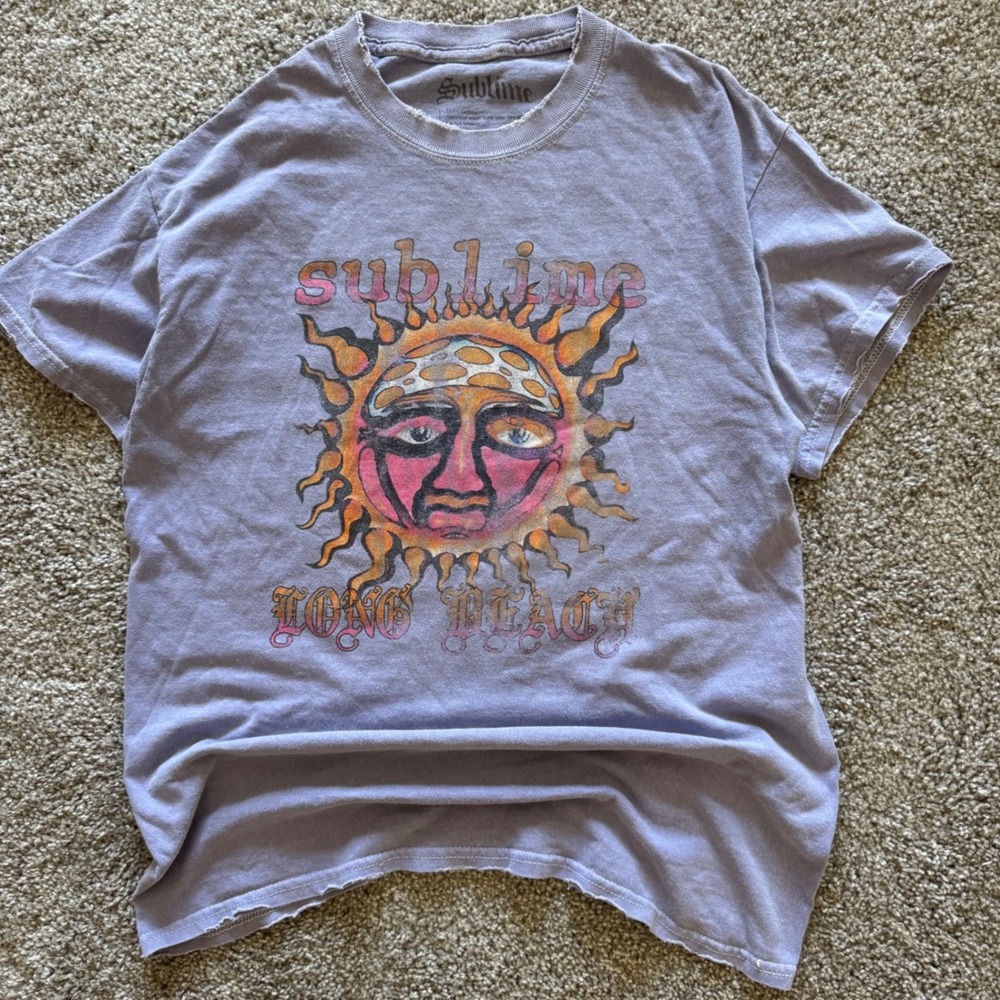 Vintage Grunge Sublime Sun Graphic Tee Size Medium Purple